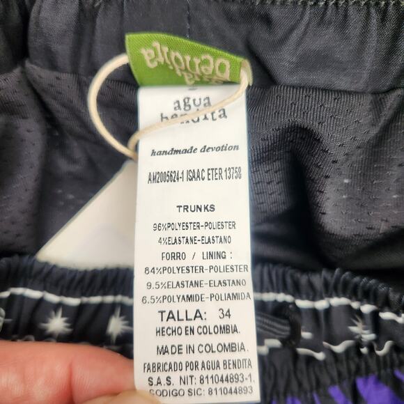 Agua Bendita Isaac Eter Boardshorts Swim Trunks Men Size 34 Blue NWT - Picture 5 of 6